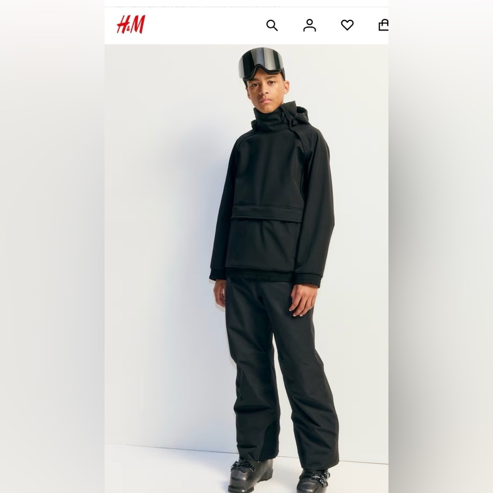 NWT! H&M SOFTSHELL ANORAK Ski Collection Black Boys 16